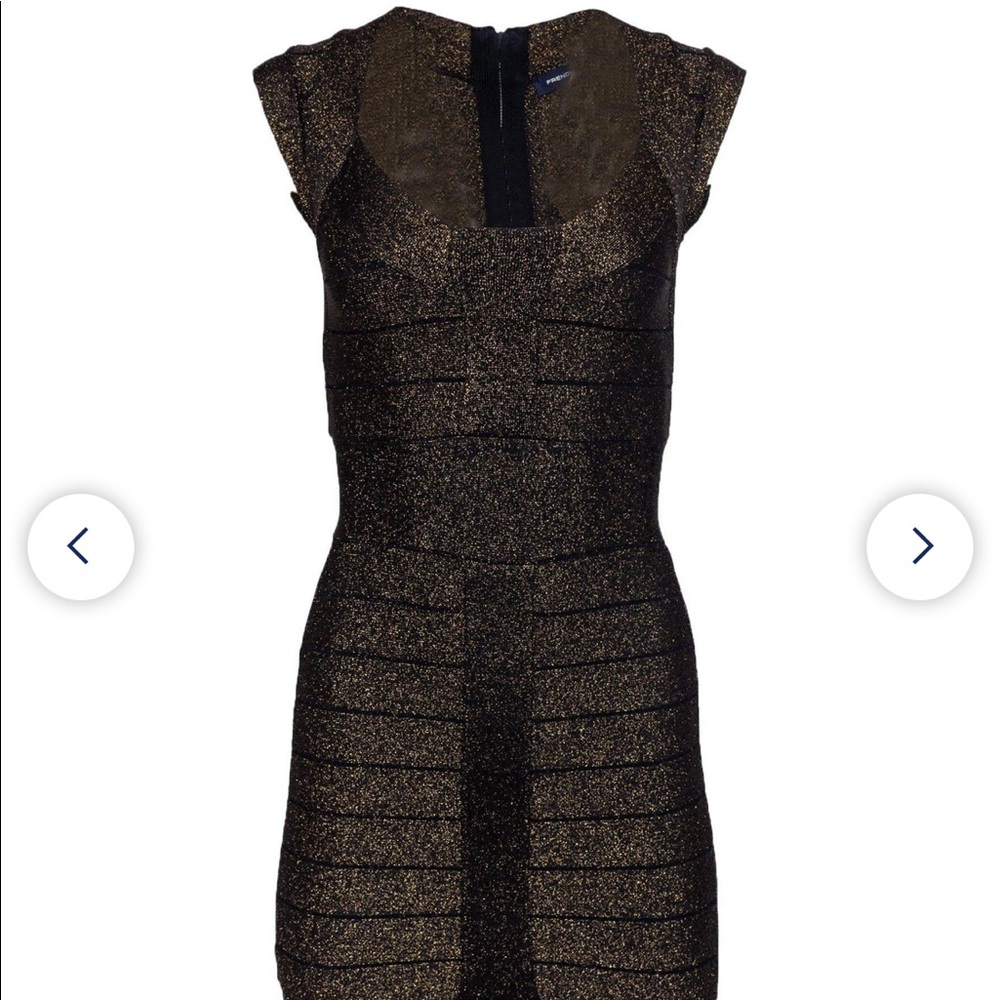 French connection bandage dress. black/metallic